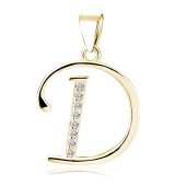 Pandantiv argint placat cu aur galben initiala litera D cu pietre DiAmanti LZ0002G_D-DIA Pandantiv argint placat cu aur galben initiala litera D cu pietre DiAmanti LZ0002G_D-DIA